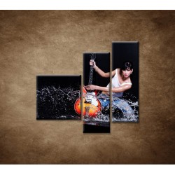 Obrazy na stenu - Gitaristka - 3dielny 110x90cm