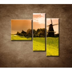 Obrazy na stenu - Západ slnka nad mlynom - 3dielny 110x90cm