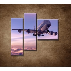 Obrazy na stenu - Lietadlo v oblakoch - 3dielny 110x90cm