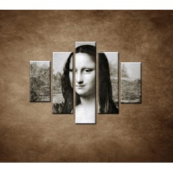 Obrazy na stenu - Čiernobiela Mona Lisa - 5dielny 100x80cm