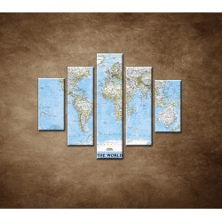 Obrazy na stenu - Politická mapa sveta - 5dielny 100x80cm