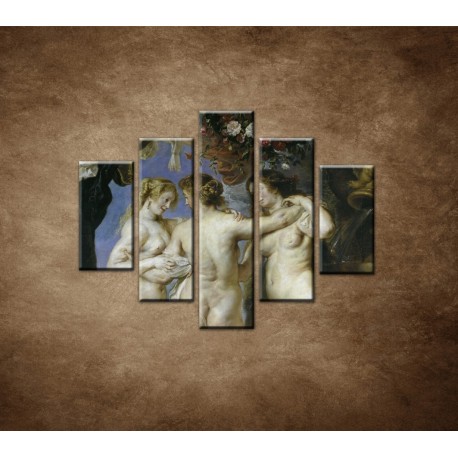 Obrazy na stenu - Reprodukcia - Rubens - Tri grácie - 5dielny 100x80cm