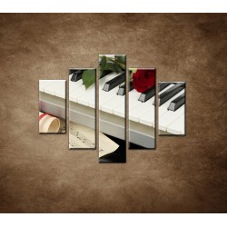 Obrazy na stenu - Piano a ruža - 5dielny 100x80cm