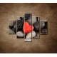 Obrazy na stenu - Červené srdce na kameňoch - 5dielny 100x80cm