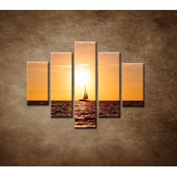 Obrazy na stenu - Západ slnka s jachtou - 5dielny 100x80cm