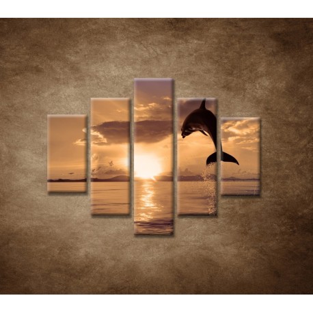 Obrazy na stenu - Skákajúci delfín - 5dielny 100x80cm