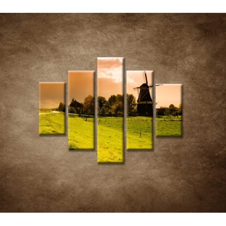 Obrazy na stenu - Západ slnka na mlynom - 5dielny 100x80cm