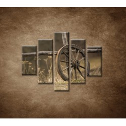 Obrazy na stenu - Staré koleso - 5dielny 100x80cm