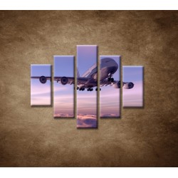 Obrazy na stenu - Lietadlo v oblakoch - 5dielny 100x80cm