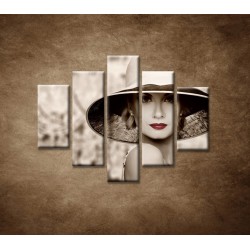 Obrazy na stenu - Žena v klobúku - 5dielny 100x80cm