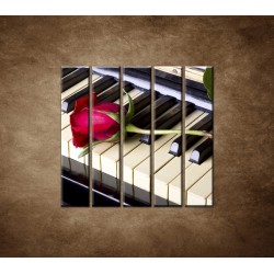 Obrazy na stenu - Ruža na klavíri - 5dielny 100x100cm