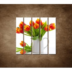 Obrazy na stenu - Červené tulipány - 5dielny 100x100cm