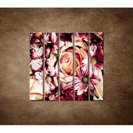 Obrazy na stenu - Kytica kvetov - 5dielny 100x100cm