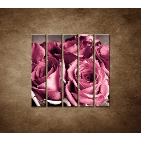 Obrazy na stenu - Kytica ruží - 5dielny 100x100cm