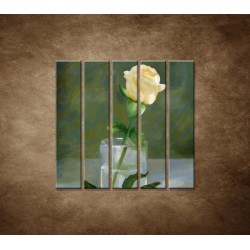 Obrazy na stenu - Maľovaná ruža - 5dielny 100x100cm