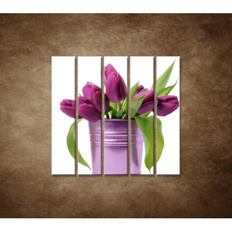 Obrazy na stenu - Svieže tulipány - 5dielny 100x100cm