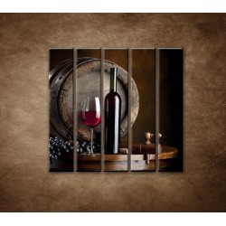 Obrazy na stenu - Fľaša červeného vína - 5dielny 100x100cm