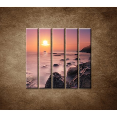 Obrazy na stenu - Východ slnka na pobreží - 5dielny 100x100cm