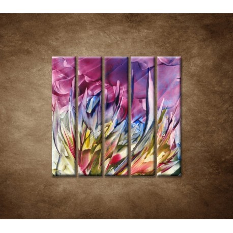 Obrazy na stenu - Abstraktný kvet - 5dielny 100x100cm