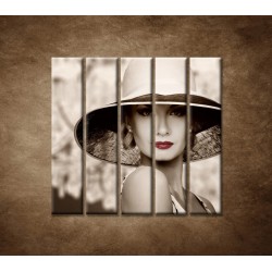 Obrazy na stenu - Žena v klobúku - 5dielny 100x100cm