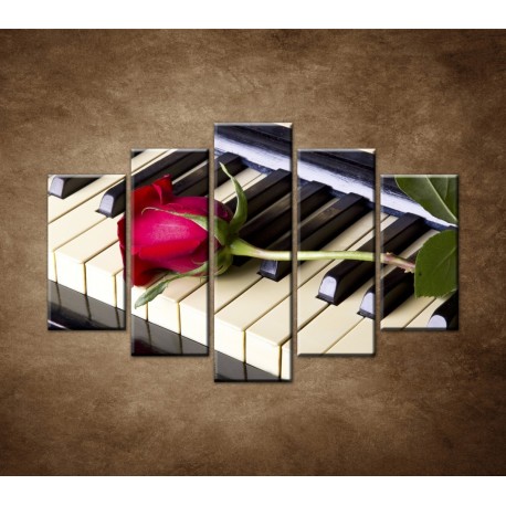 Obrazy na stenu - Ruža na klavíri - 5dielny 150x100cm