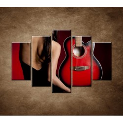 Obrazy na stenu - Žena s gitarou - 5dielny 150x100cm