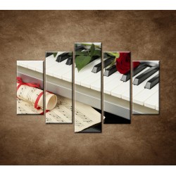 Obrazy na stenu - Piano a ruža - 5dielny 150x100cm