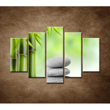Obrazy na stenu - Kamene a bambus - 5dielny 150x100cm