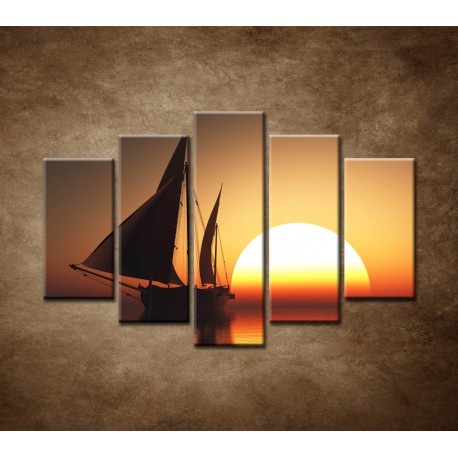Obrazy na stenu - Západ slnka na mori - 5dielny 150x100cm