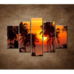 Obrazy na stenu - Západ slnka s palmami - 5dielny 150x100cm