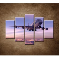 Obrazy na stenu - Lietadlo v oblakoch - 5dielny 150x100cm