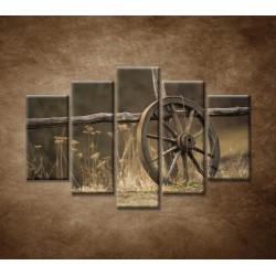 Obrazy na stenu - Staré koleso - 5dielny 150x100cm