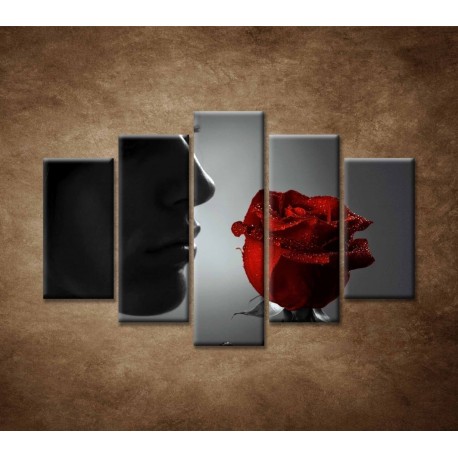 Obrazy na stenu - Žena s ružou - 5dielny 150x100cm