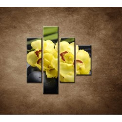 Obrazy na stenu - Žltá orchidea s kameňmi - 4dielny 80x90cm