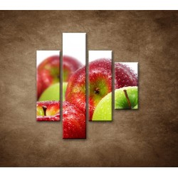 Obrazy na stenu - Červené a zelené jablká - 4dielny 80x90cm