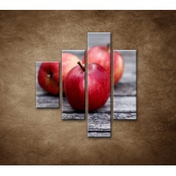 Obrazy na stenu - Červené jablká - 4dielny 80x90cm