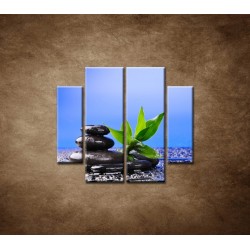 Obrazy na stenu - Bambusový výhonok na kameni - 4dielny 100x90cm