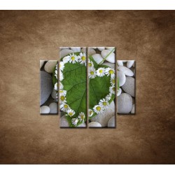 Obrazy na stenu - Srdce z kvetov - 4dielny 100x90cm