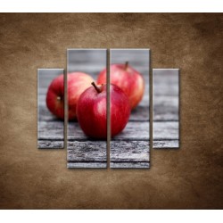 Obrazy na stenu - Červené jablká - 4dielny 100x90cm