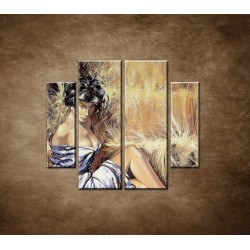 Obrazy na stenu - Maľovaná žena - 4dielny 100x90cm