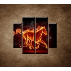 Obrazy na stenu - Horiaci kôň - 4dielny 100x90cm