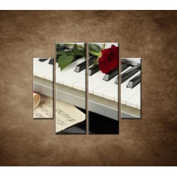 Obrazy na stenu - Piano a ruža - 4dielny 100x90cm