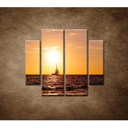 Obrazy na stenu - Západ slnka s jachtou - 4dielny 100x90cm