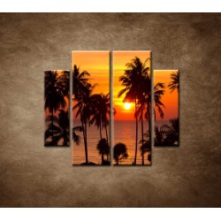 Obrazy na stenu - Západ slnka s palmami - 4dielny 100x90cm