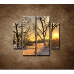 Obrazy na stenu - Krajina v zime - 4dielny 100x90cm