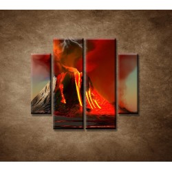 Obrazy na stenu - Sopka - 4dielny 100x90cm