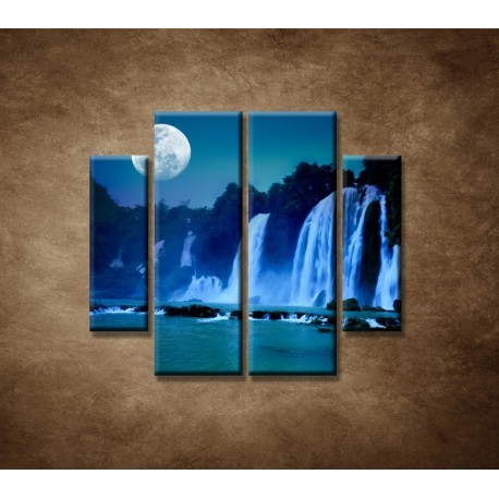 Obrazy na stenu - Nočné vodopády - 4dielny 100x90cm