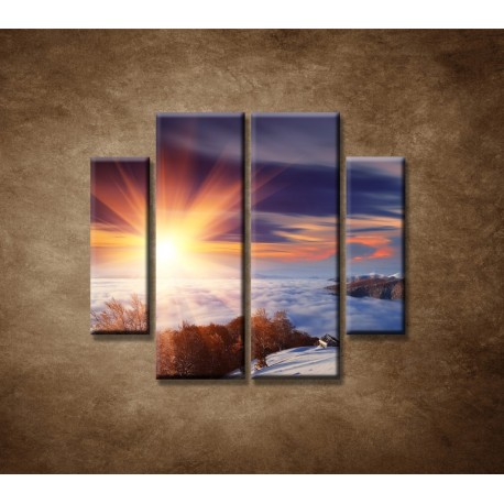 Obrazy na stenu - Slnko na horách- 4dielny 100x90cm