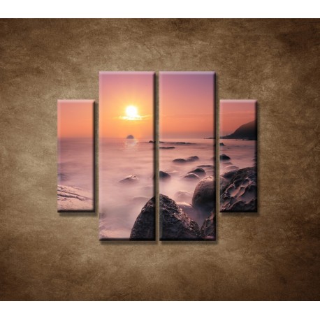 Obrazy na stenu - Východ slnka na pobreží - 4dielny 100x90cm