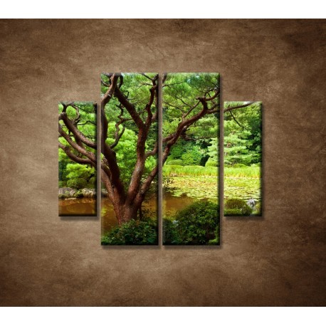 Obrazy na stenu - Japonská záhrada - 4dielny 100x90cm